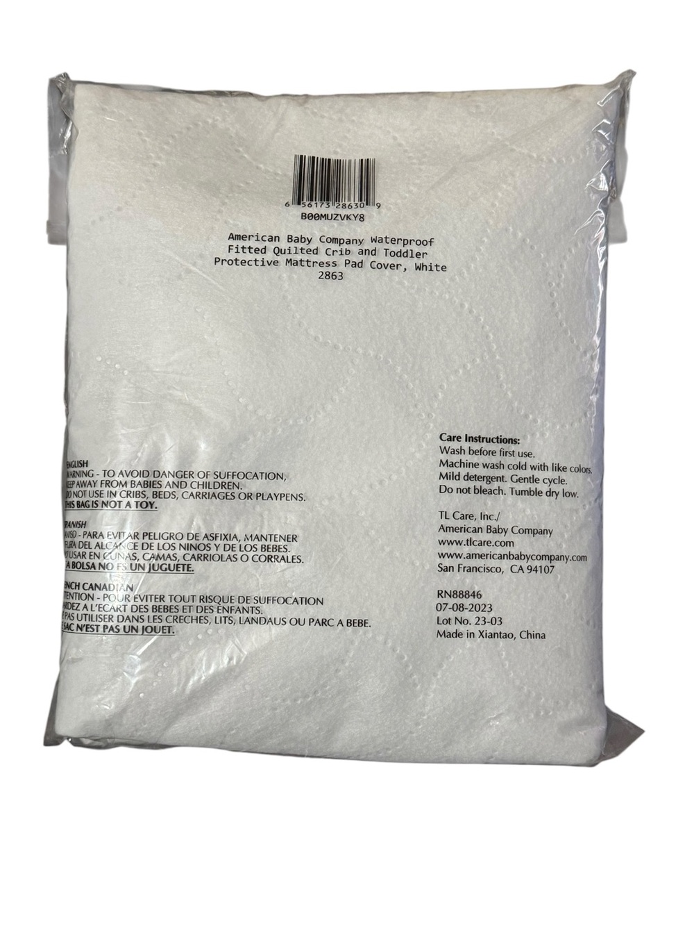 American Baby Co. Waterproof Fitted Crib ProtectiveMattress Pad Cover White 2863